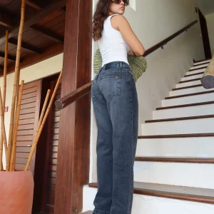 Home - Calca Jeans Straight Fit Feminina Cintura Alta 02930