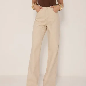 Calça Jeans Wide Leg Feminina Cintura Alta Básica com Elastano 28000 Linho